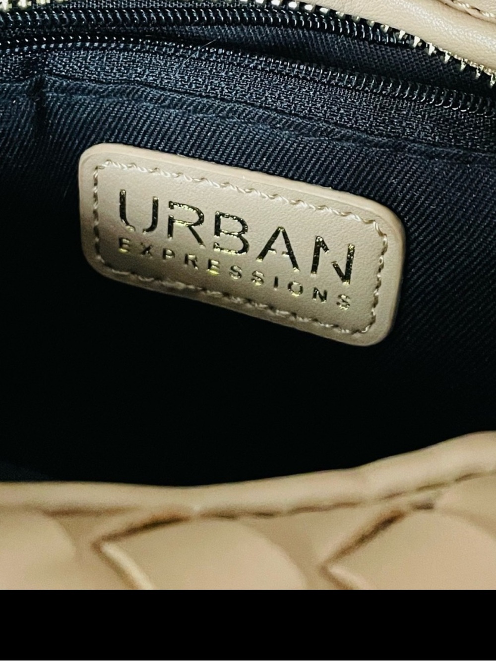 Urban Expressions Woven Crescent Shoulder Bag in Tan - Picture 4 of 4